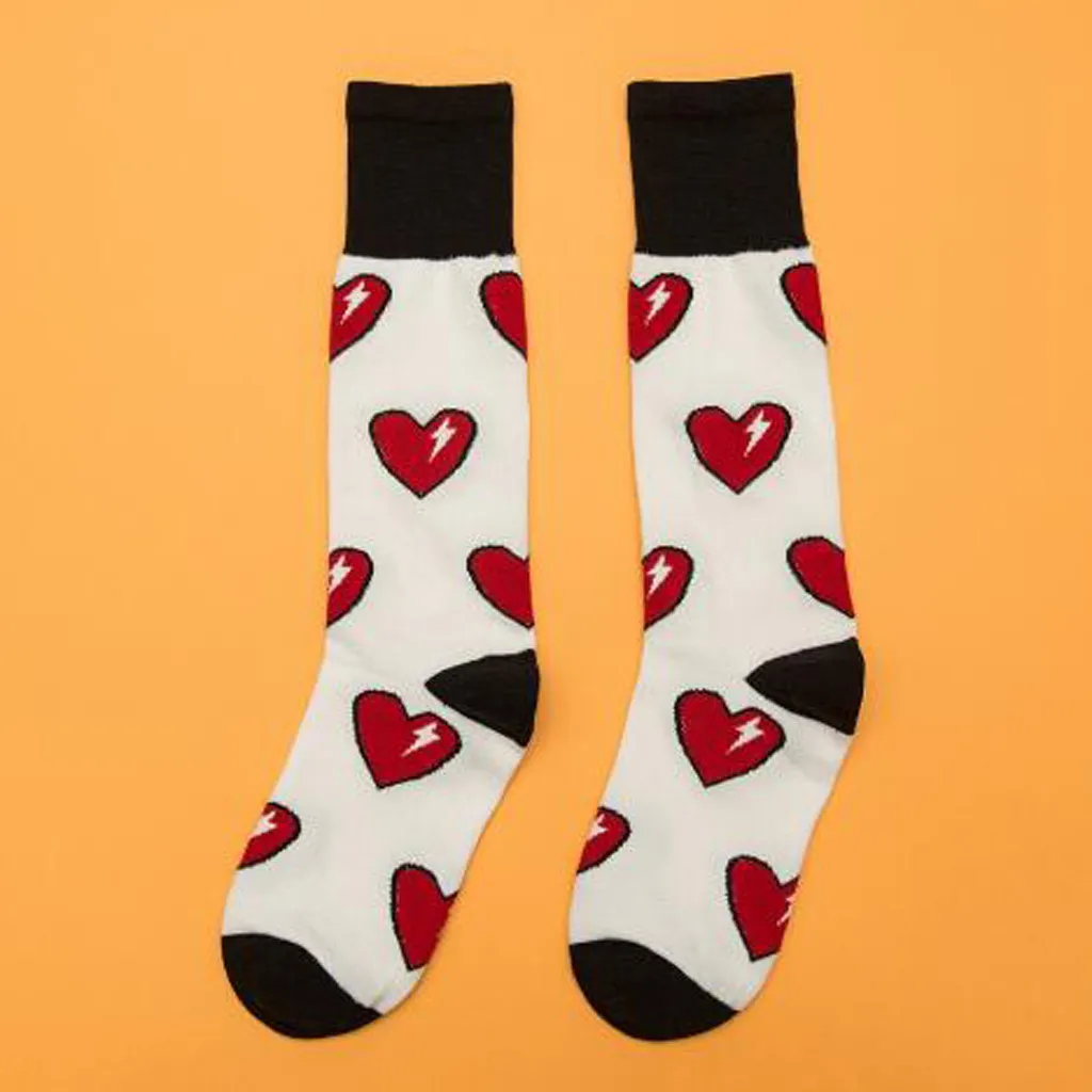 Модные хлопковые уличные носки без пятки с принтом в виде сердечек для женщин и