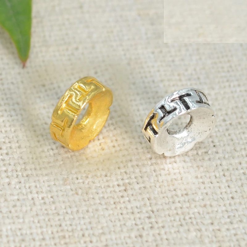 Бусины из металлического сплава с покрытием антикварным серебром плоские бусины