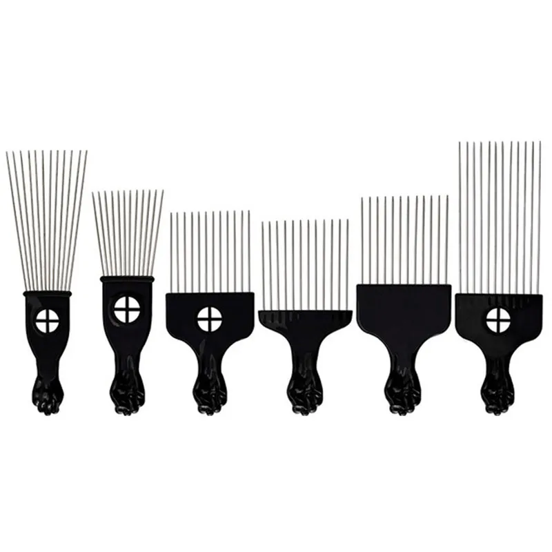 

6Pcs Wide Teeth Brush Pick Comb Fork Hairbrush Insert Hair Pick Comb Plastic Gear Comb for Curly Afro Hair Styling Tools