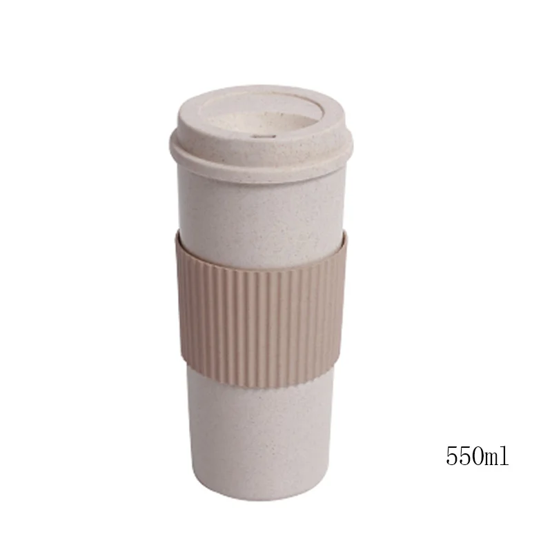 550ml brown 1 шт., портативные круглые кофейные кружки, пшеничная солома, пластиковые чайные стаканы, кружки, бутылка для воды, вакуумная колба, посуда, инструменты - Цвет: 550ml brown