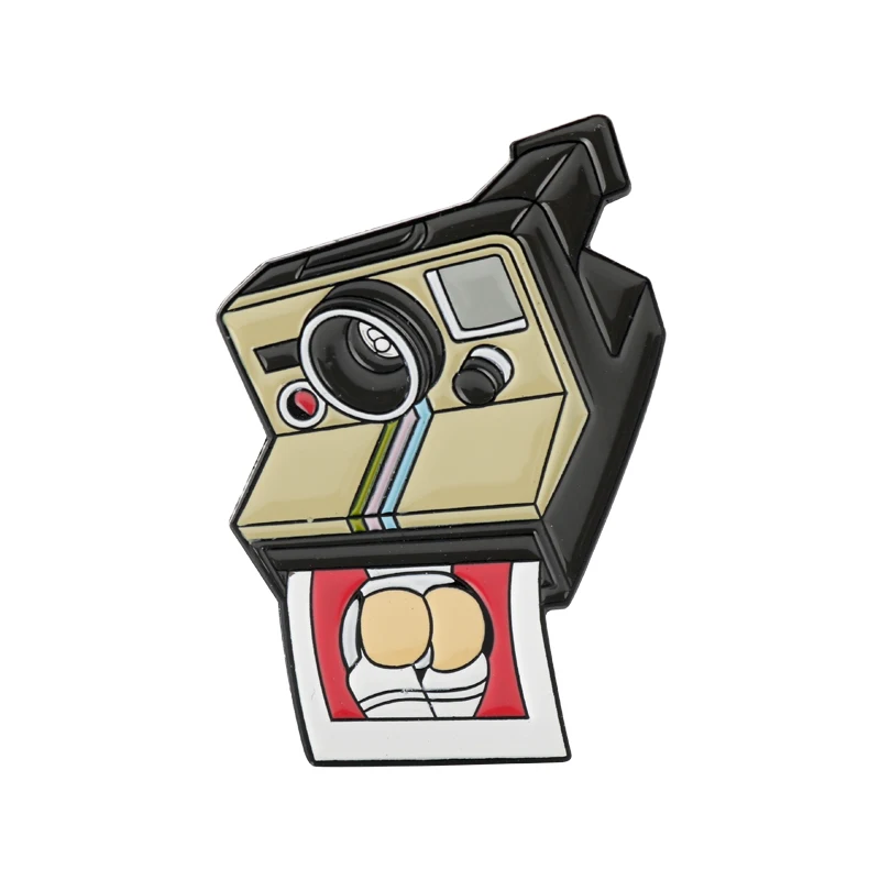 Эмалированная брошь с мультяшной камерой фотография булавка для пальто крышки