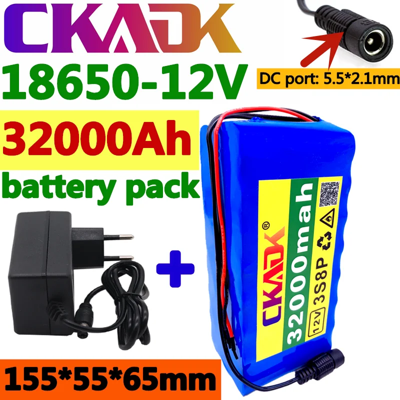 

100% New 18650 12V 32000 mAh Battery pack 18650 lithium battery protection board 12v 32000mAh for inverter miner+Charger