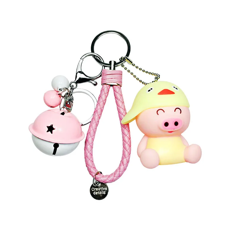 Милый мультяшный брелок для ключей со свиньей животными женская кожаная веревка