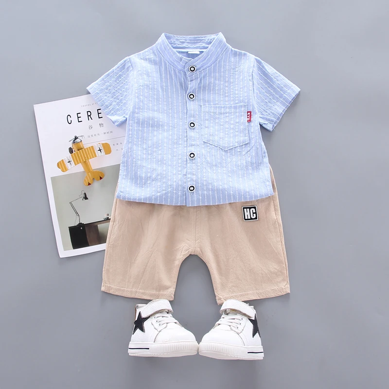 Одежда для маленьких мальчиков летний комплект с принтом детская одежда рубашка