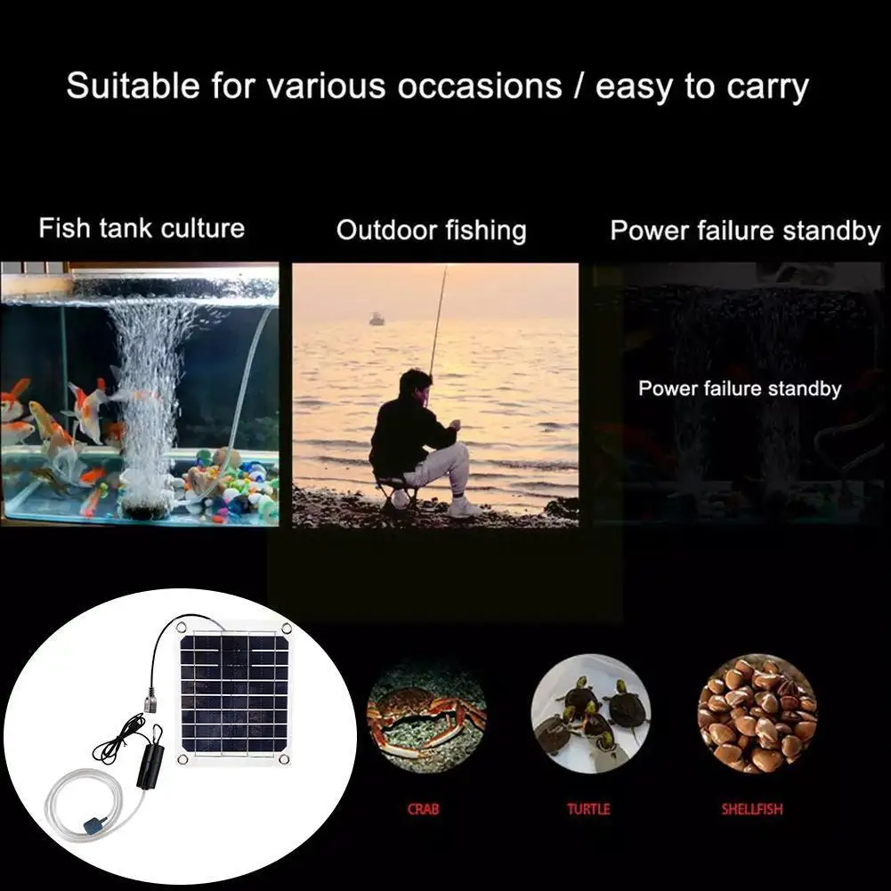 

Monocrystalline Silicone Fish Tank Oxygen Pump Portable Fish Aerated Solar Farming Device USB Household I0D6