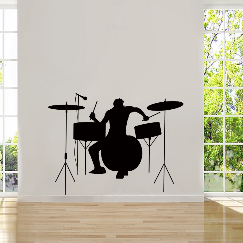 

Cool Graphics Drummer Silhouette Rock Band Musicians Band Logos Wall Sticker Music Art Decal DIY