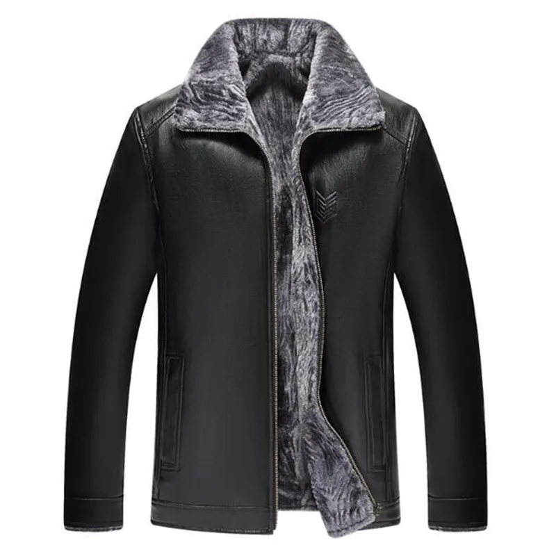 

Men Leather Jacket Fashion Brand Quality Fleece Lined Motorcycle Bomber Faux Leather Coats Male Outerwear Winter Jacket