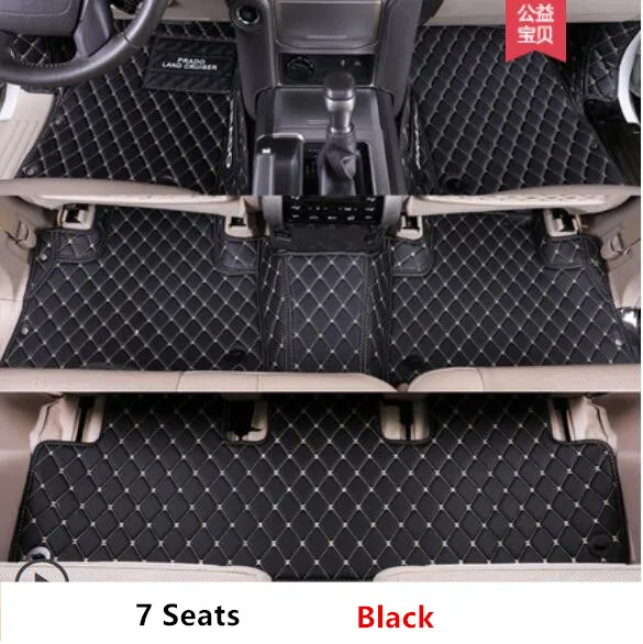 7 Seats Коврики для Toyota LAND CRUISER PRADO 150 2010- 5 и 7 мест ковры для ног автомобильные коврики высокое качество вышивка кожа - Название цвета: 7 Seats
