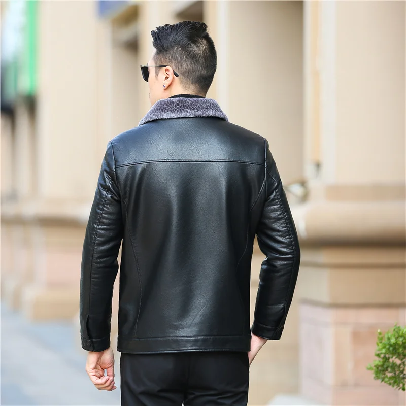 Новое мужское пальто из натуральной кожи куртка овчины с капюшоном зимние куртки