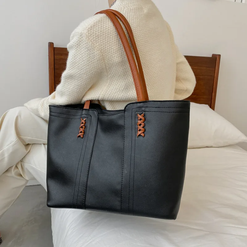 

Женская сумка большой вместимости, новая простая большая сумка на одно плечо, модная сумка-тоут для поездок