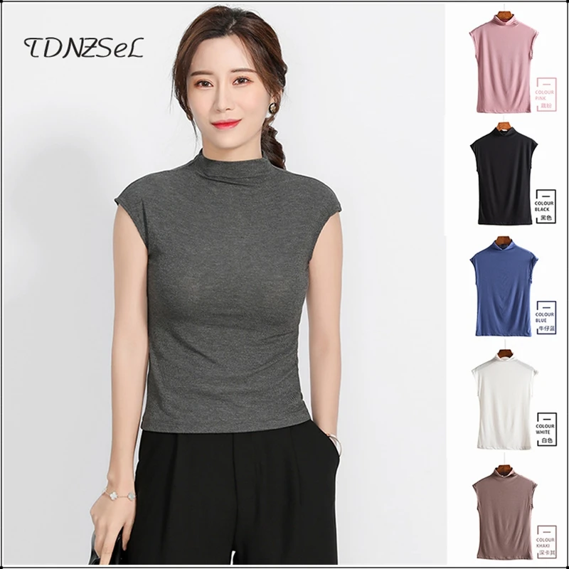 

2020 Spring Summer Slim Tanks Sleeveless Tee Shirts Tops Women Casual Solid Color Big Size O Neck Undershirt Fashion Blouse Tee