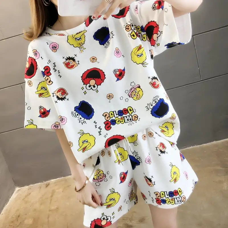 Disney пижамный комплект из хлопка с круглым вырезом героями мультфильмов летние