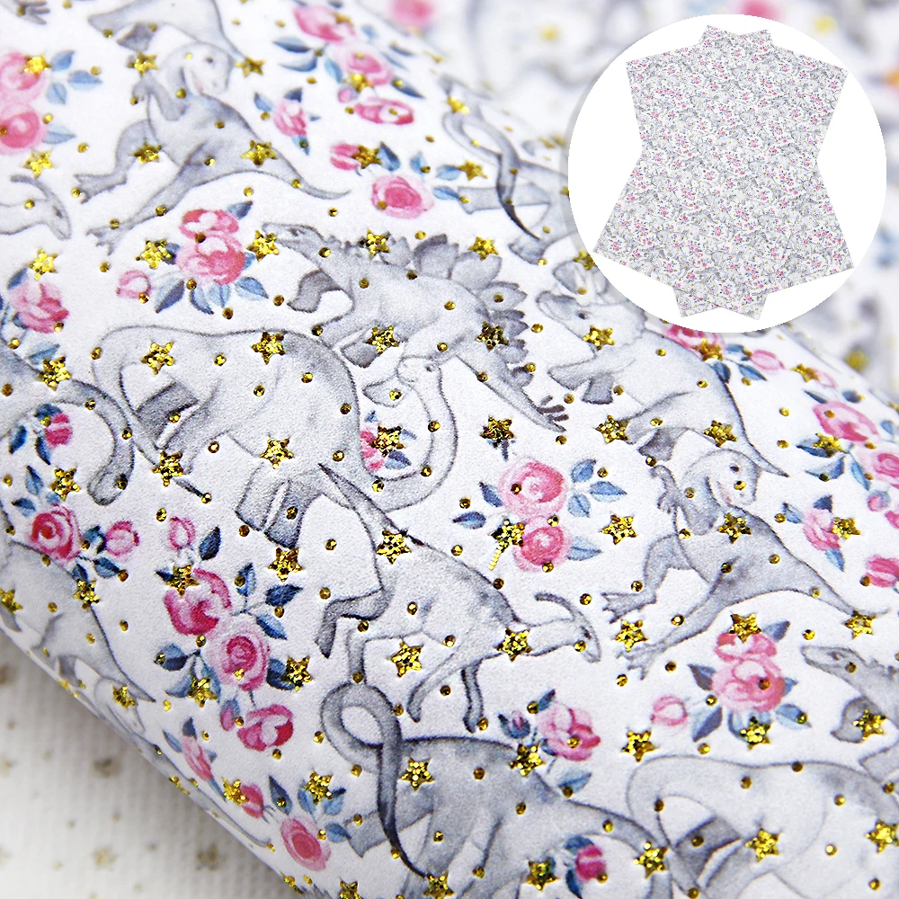 David accessories 20*33 см цветочный принт Золотая Звезда блестящая синтетическая кожа DIY