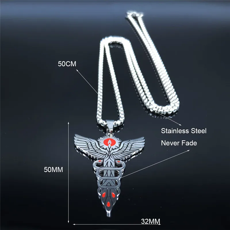 

AFAWA Medical Symbol Nurse Doctor Stainless Steel Necklace Caduceus Necklace Snakes Wings Necklace Nurse Day Gift joyas N3309S02