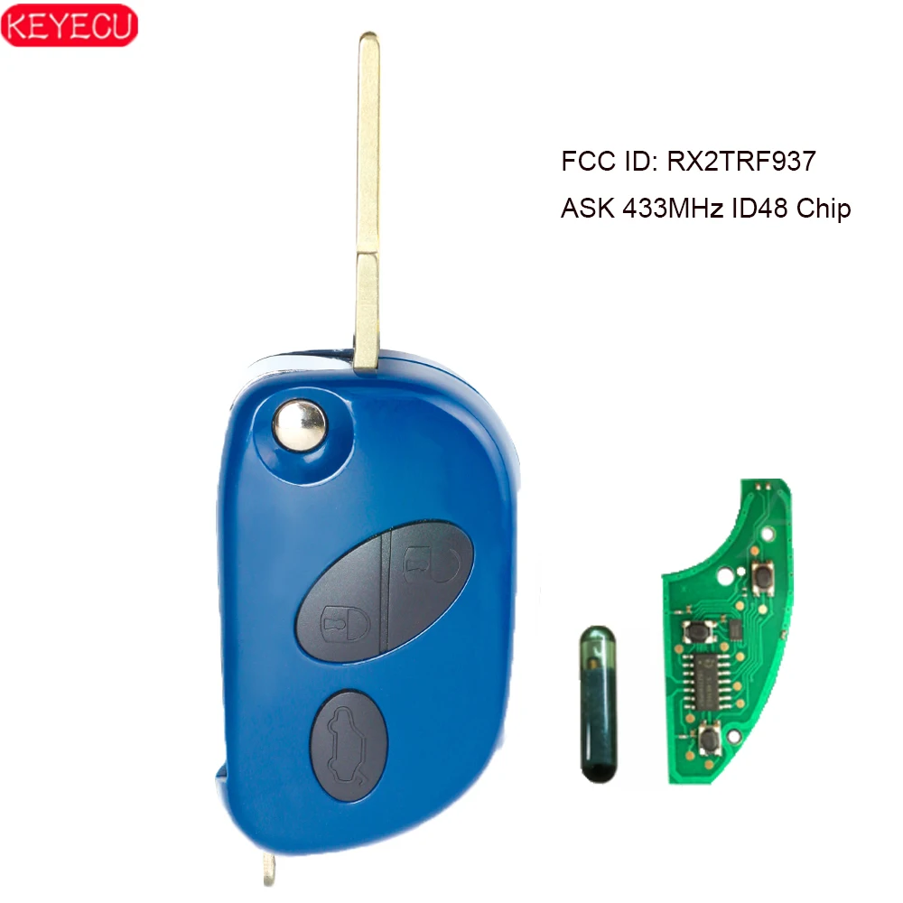 

KEYECU Flip Keyless Remote ASK 433MHz ID48 Chip Замена Fob для Maserati GranTurismo Quattroporte 2005-2011 FCCID: RX2TRF937
