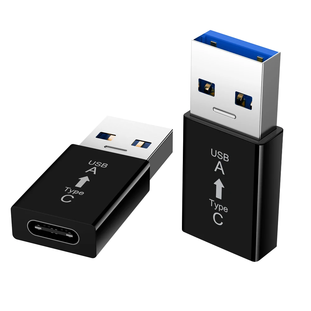 USB папа к type-c гнездовой разъем для зарядки Тест 3,1 USB C Женский жесткий диск USB 3.0a Мужской конвертер для huawei Xiaomi samsung - Цвет: Черный