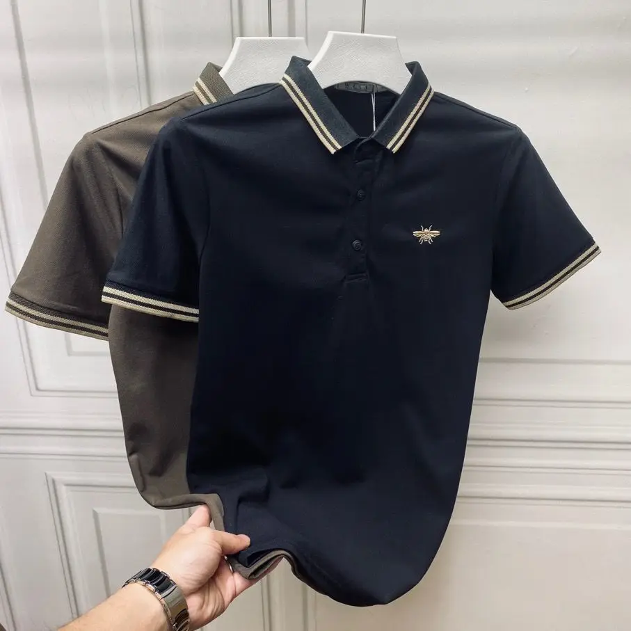 

2021 new summer trend lapel men's polo shirt Korean casual embroidered T-shirt short sleeve jacket