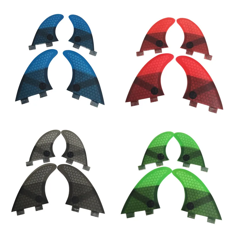 Surfboard M+GL Green/Blue/Red/Grey Quad Fin Fibreglass Fins Double Tabs Surfboard Fin in surfing Surf Fins Free Shipping