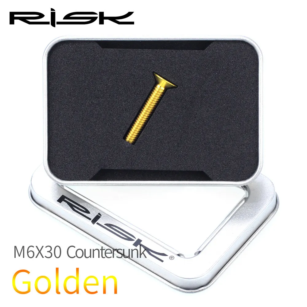 M6x30 Countersunk 2 Риска Титан Ti велосипед Aheadset гарнитура стволовых Топ Кепки Крышка для мотоциклов болт гайка Звездочка болты с шестигранной головкой M6x30mm 35 мм 40 мм 50 мм - Цвет: M6x30 Countersunk 2