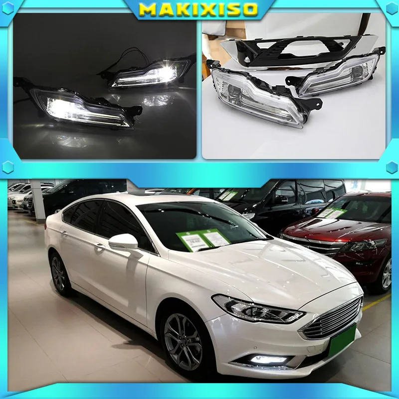 1set for Ford Fusion Mondeo 2018 LED DRL Fog lamp Daytime Running Light Daylight Waterproof Styling light