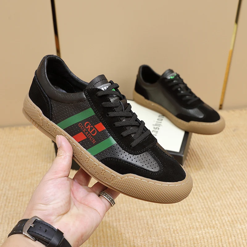 Murah Sepatu Datar Pria Hitam Alas Kaki Kasual Remaja Pria Super Keren Sneakers Kasual Kulit Asli Sepatu Kasual Pria Populer Dewasa
