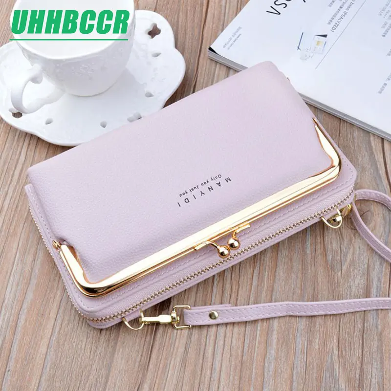 

UHHBCCR 2020 Women Wallet Brand Cell Phone Wallet Big Card Holders Wallet Handbag Purse Clutch Messenger Shoulder Straps Bag