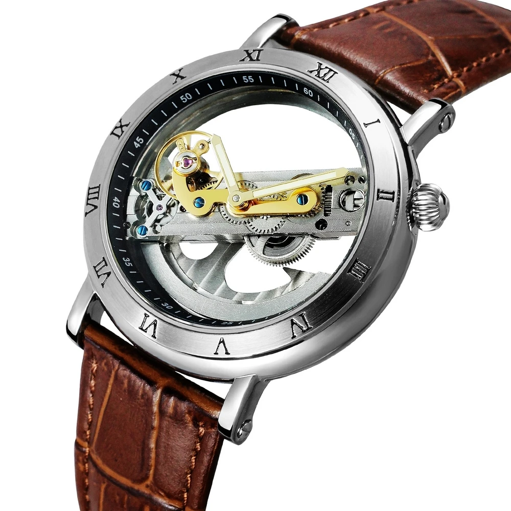 

Роскошные наручные часы FORSINING в стиле стимпанк мужские прозрачные автоматические механические часы в подарочной коробке Бесплатная достав...
