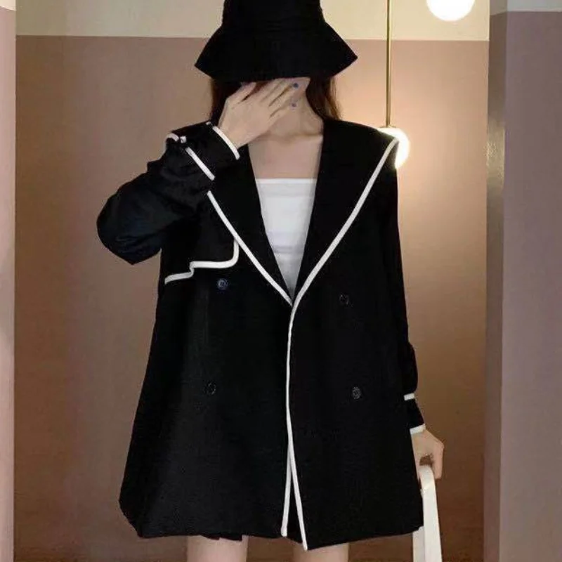 

Spring And Autumn 2021 New Retro French Design Waist Navy Collar Small Temperament Long Sleeve Windbreaker