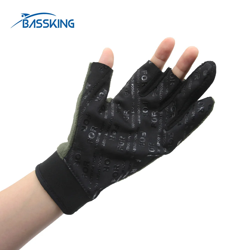 Нескользящие рыболовные перчатки BASSKING с 3 пальцами удобные уличные спортивные