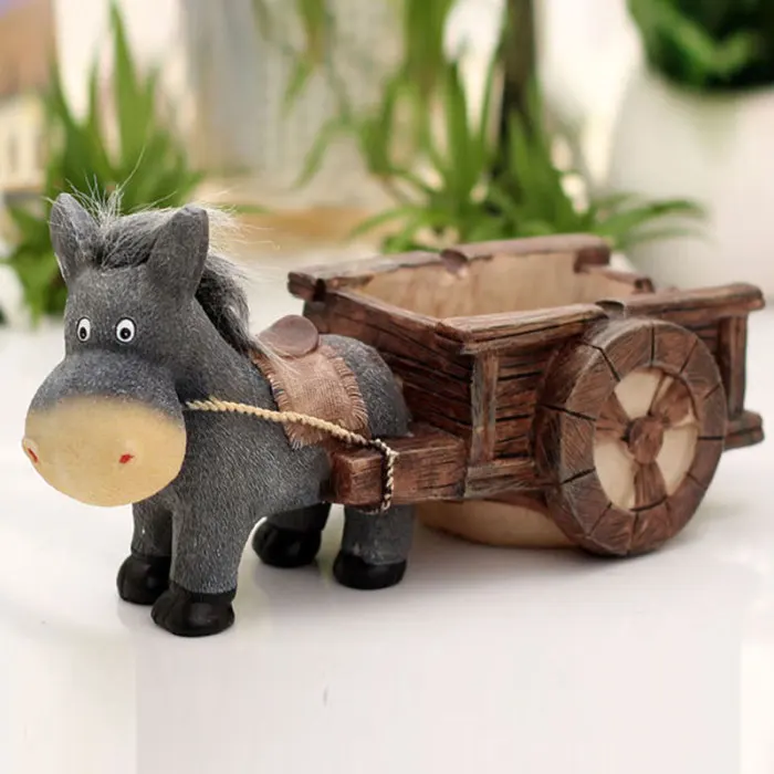 Ослик Pull Cart смолы пепельница ремесла украшение подарок для дома гостиная E2S