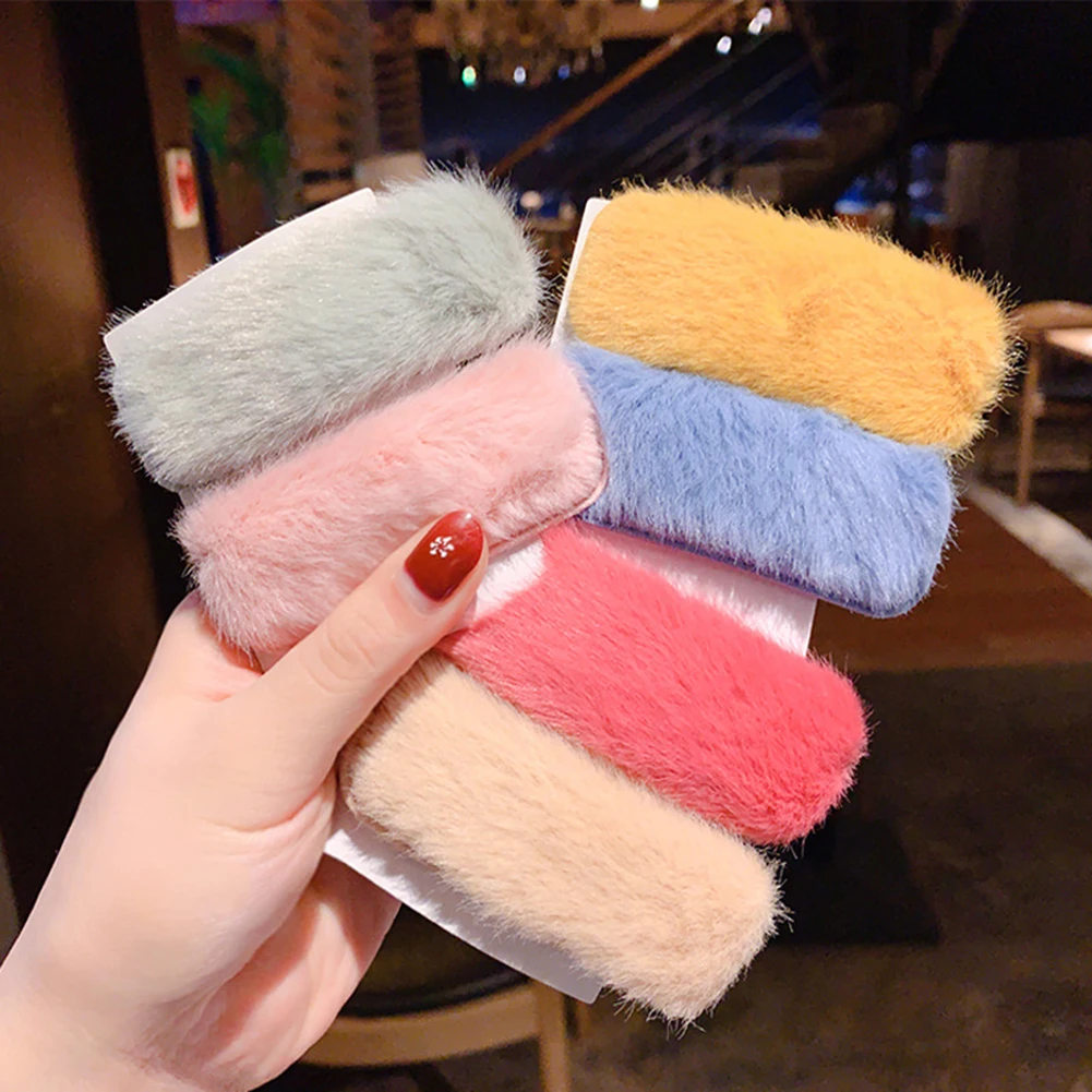 

Mink hair water drop bb clip one word plush hair card net red bangs clip broken hair clip girls wild side clip hair accessories