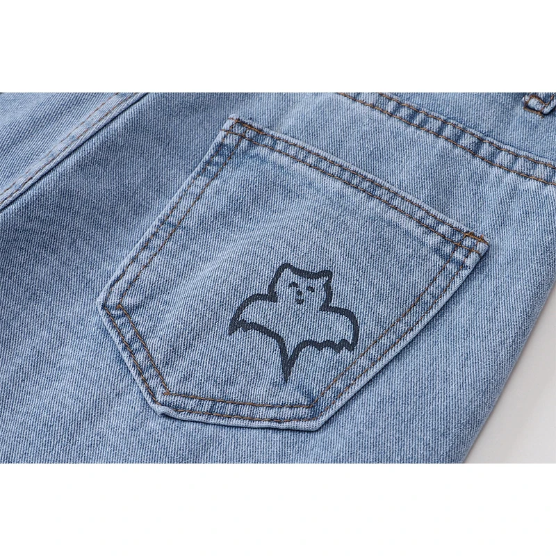 

Hand-Painted Print Streetwear Women's Wide Leg Denim Pants Blue Washed Loose Straight Jeans Trousers Harajuku Tide Pants Female