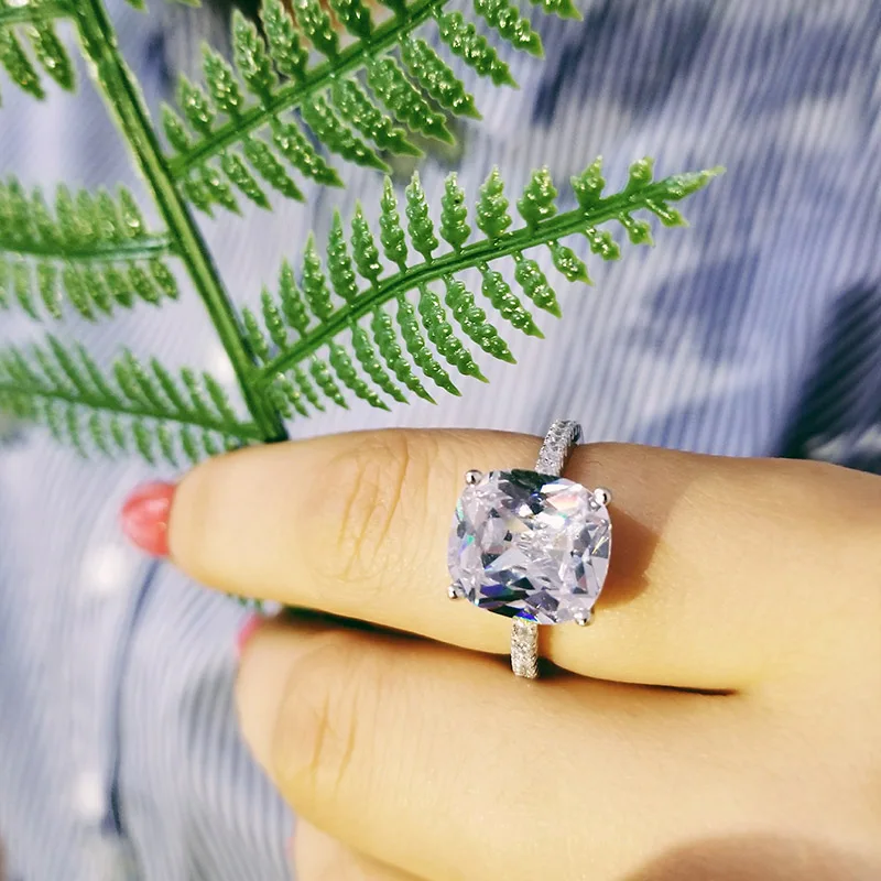 Роскошная Серебряная Подушка 925 пробы 4 карата кольца с бриллиантами обручальные