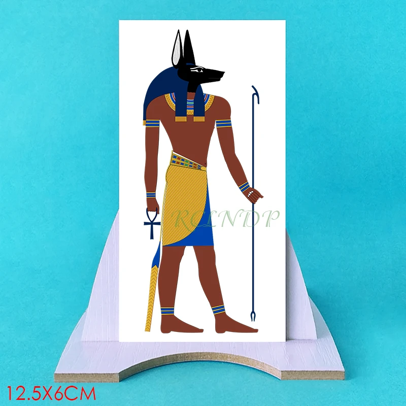 Водостойкая Временная наклейка для татуировок египетские наклейки Anubis jackal tatto