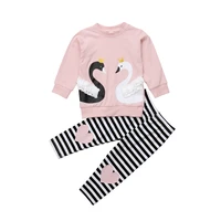 lioraitiin fashion swan baby girls outfit long sleeve cotton top t shirtpants set toddler autumn clothes tracksuit uk