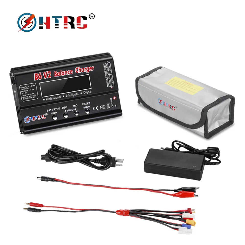 HTRC зарядное устройство B6 V2 80 Вт RC разряд с адаптером + 8 в 1 Кабели LiPo безопасный