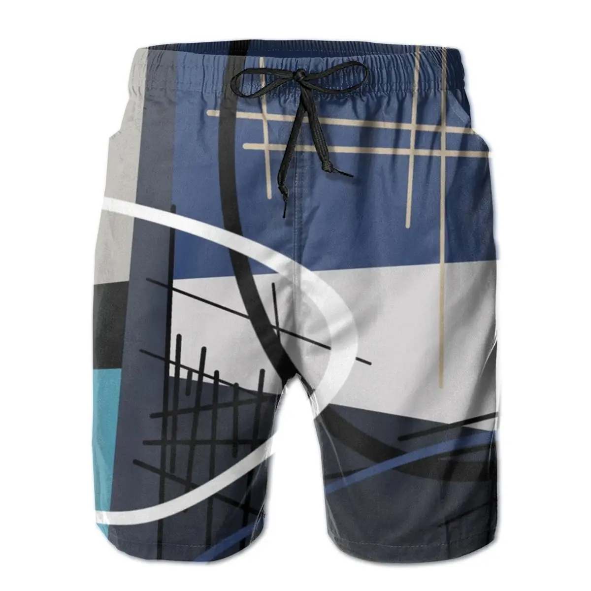 

Men Pants Blue Mid Century Surfing Beach Board Swim Trunks Sport Quick Dry Mesh Casual Pretty Humor Short for Boy