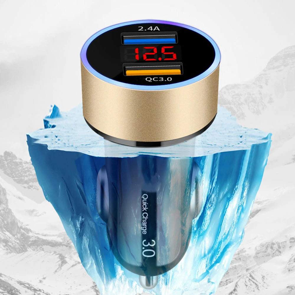 

Fast Car Charger Quick Charge 4.0 3.0 Universal Dual Usb LED Display Adapter for redmi note 7 Mobile Phone Chargers Car-Charger