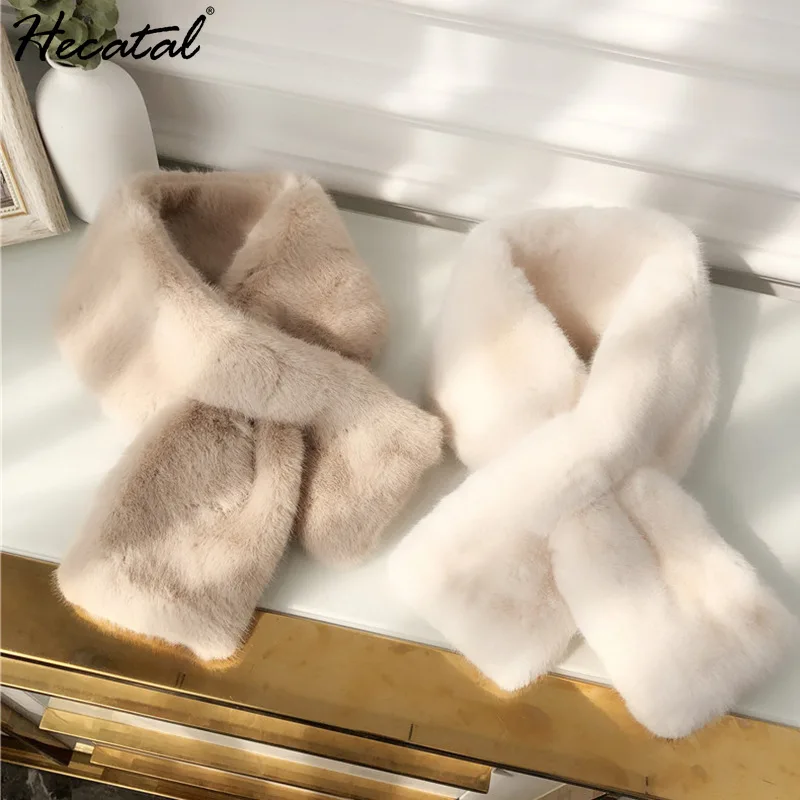 Плюшевые шарфы Heeatal для женщин зимний теплый шарф с имитацией меха осенний