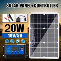 60w solar panel with 30a 12v 24v controller car charger for rv car boat lcd display pwm controller