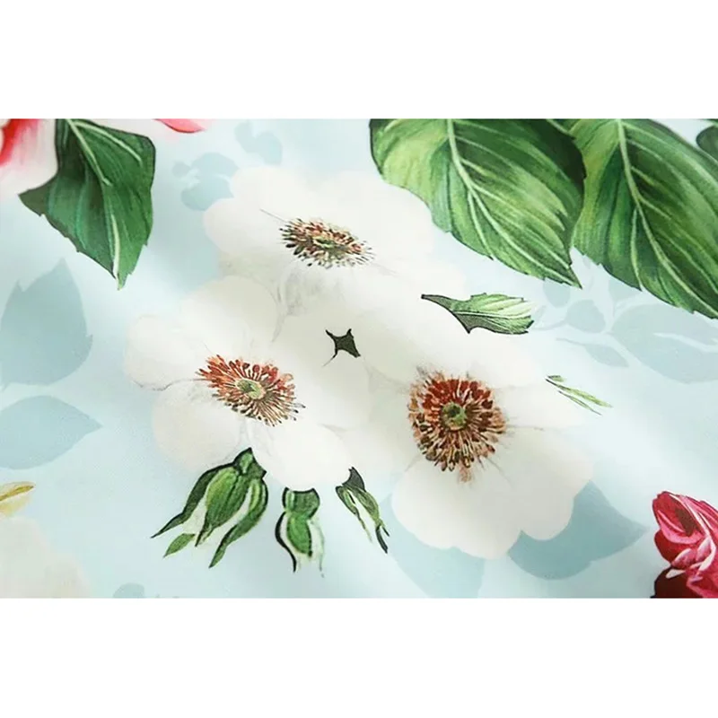 

Fashion Designer Summer Dress Women's Elegant rose Flower-Print O-Neck Short sleeve Loose Dresses