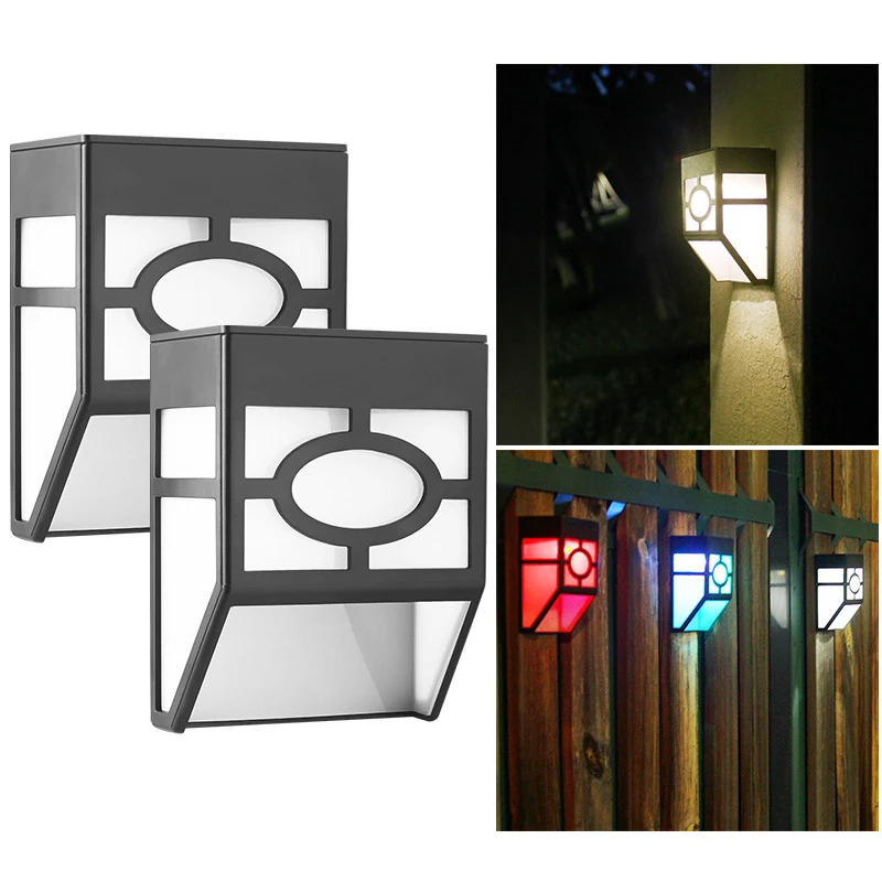 

Solar Light LED Wall Lamp Fence Lamp Retro Pane Lamp Outdoor Waterproof Garden Courtyard Park Path Corridor Lawn Decorative 2pcs