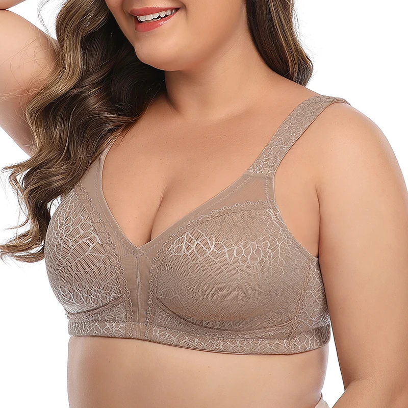 Большой бюстгальтер женский минимайзер размера плюс B C D DD DDD F G чашка Кружева Bralette