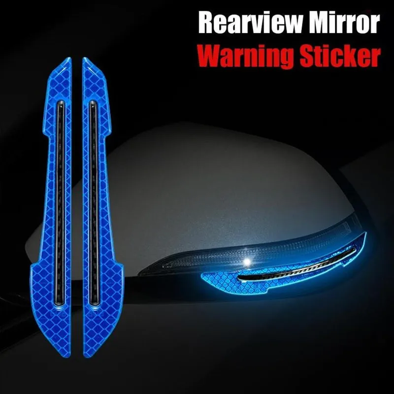 

2 Pcs Car Rearview Mirror Reflective Sticker Car-styling Safety Warning Reflective Sticker Car Rearview Mirror Decorative Strip