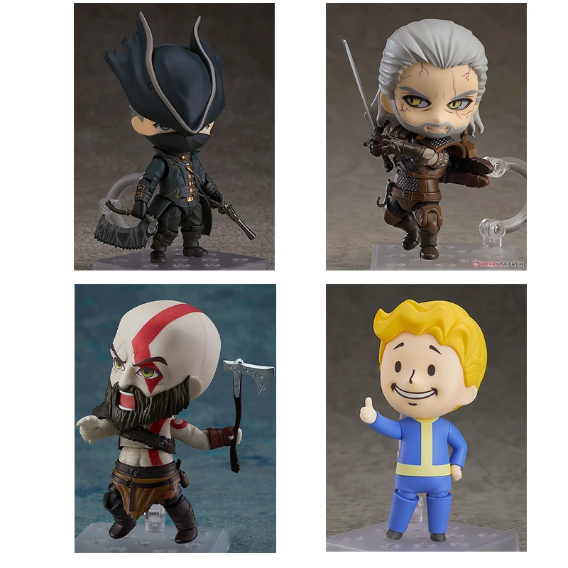 

Bloodborne Witcher Fallout Vault Boy Game nendoroidos Figures PVC 10cm hunter Geralt Kratos Bobble Action Figure Model Toys Doll