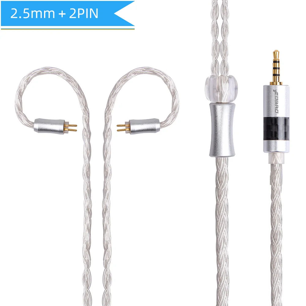 white 2.5mm 2pin FDBRO 16 ядер 2,5/3,5/4,4 мм с серебряным покрытием наушников обновления аудио провода наушники MMCX IE80 IM 2Pin 0,78 мм A2DC кабель SE425 SE535 - Цвет: white 2.5mm 2pin