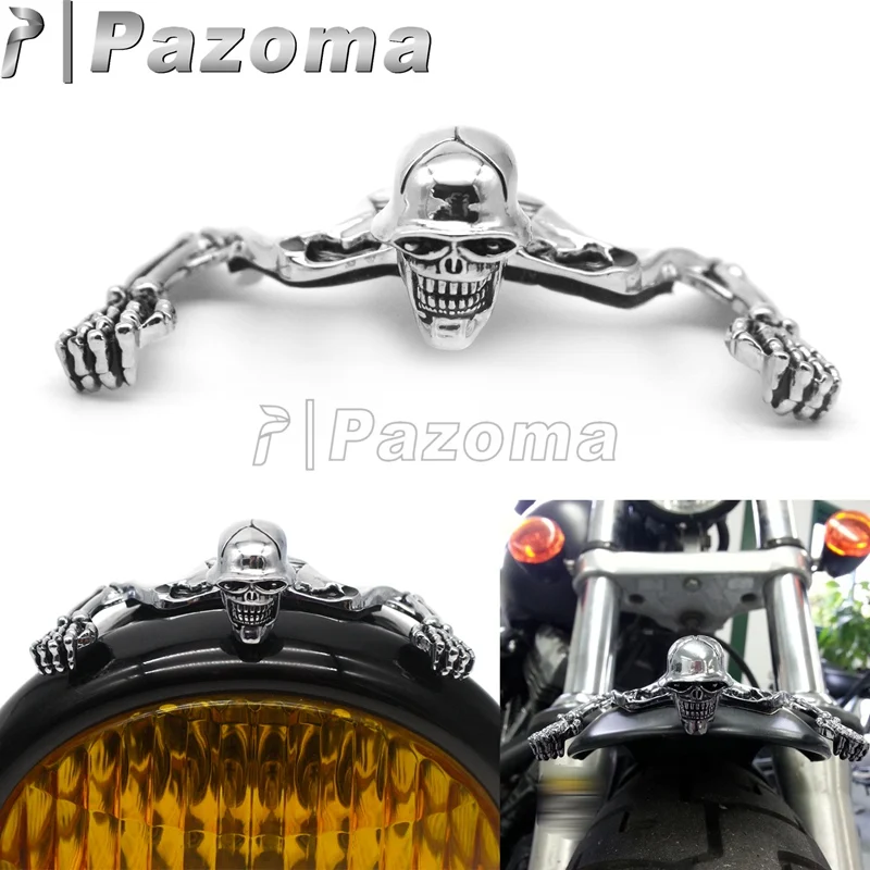 Хромированный козырек для передней фары с черепом прикрепленный каркас