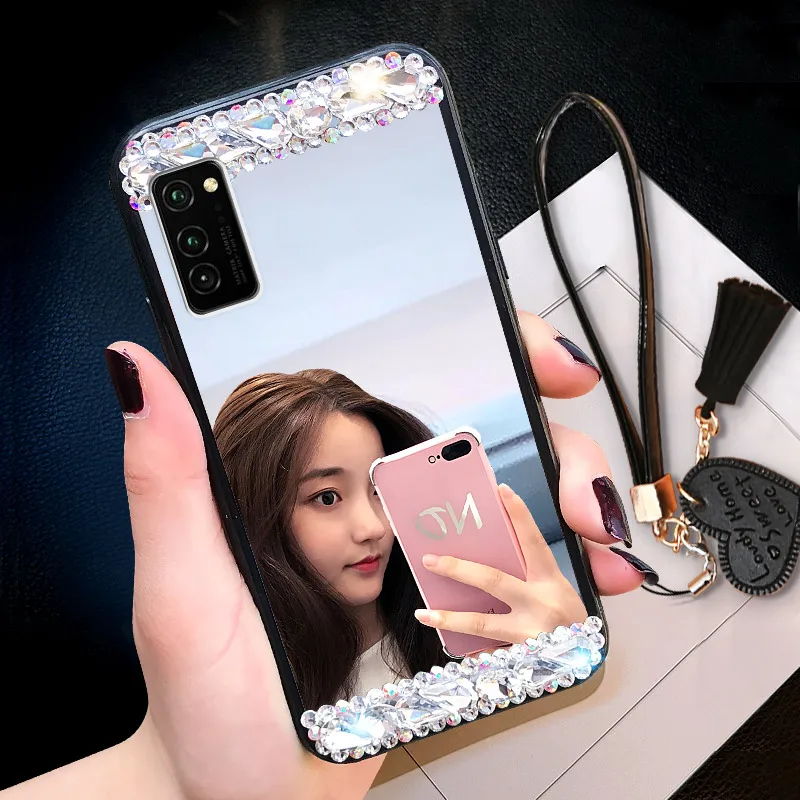 

Net Hot New Mirror Rhinestone Makeup Female Case For VIVO S7 S6 S5 Y9S Y17 Y15 Y12 Y3 V17 Y5S Z5i U3 U20 Y19 Soft Shell Cover