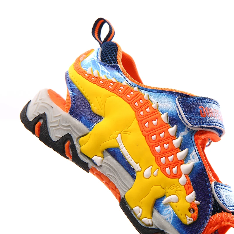 2021 сетчатые сандалии для маленьких мальчиков с 3D динозавром Спортивная детская