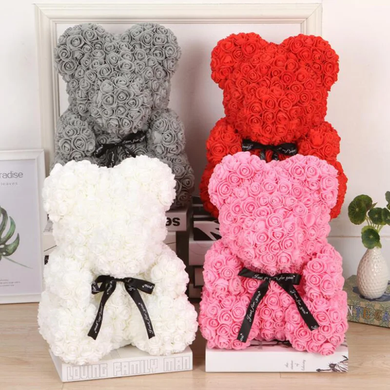 35 см роза медведь Искусственный цветок розы рождественские подарки для женщин